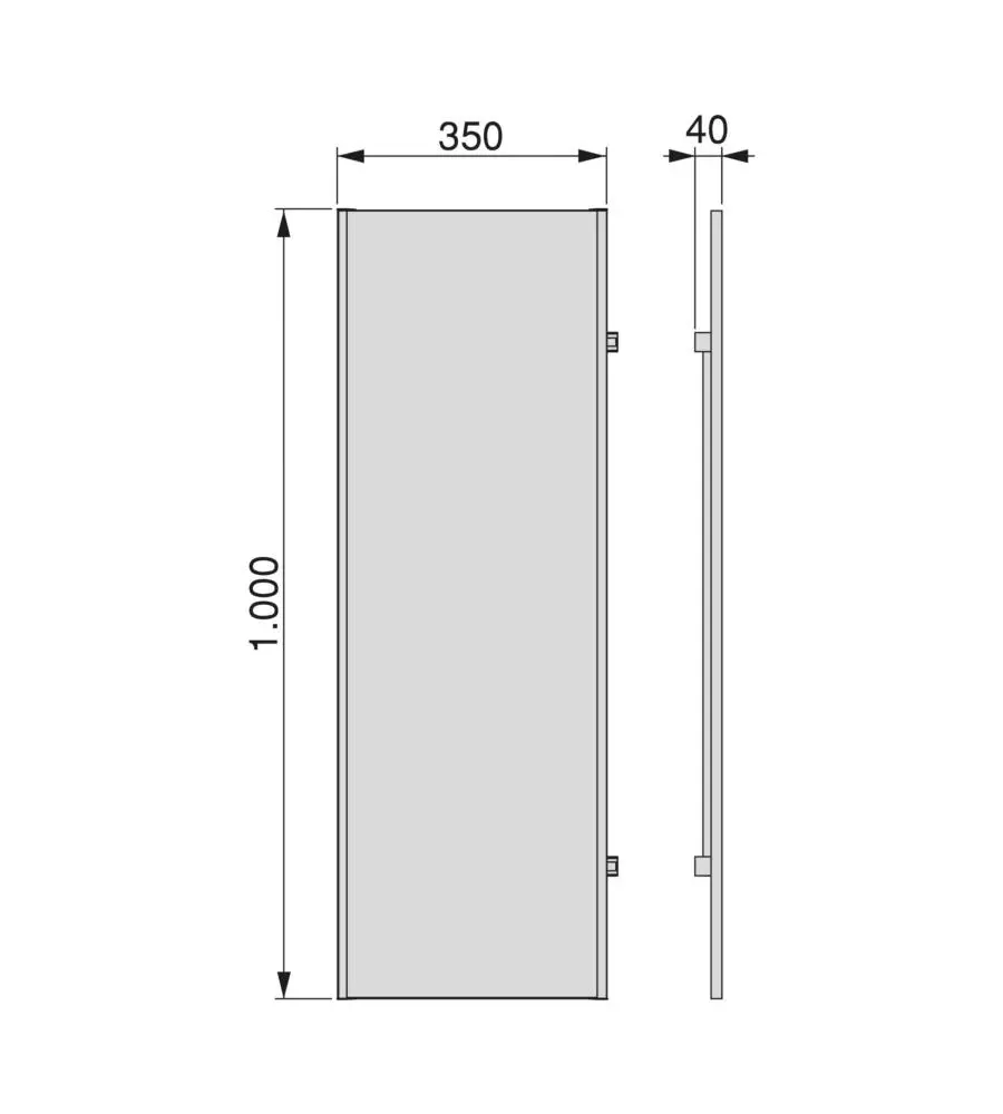 Specchio estraibile da armadio con finitura grigio metallizzato, 340x1000 mm